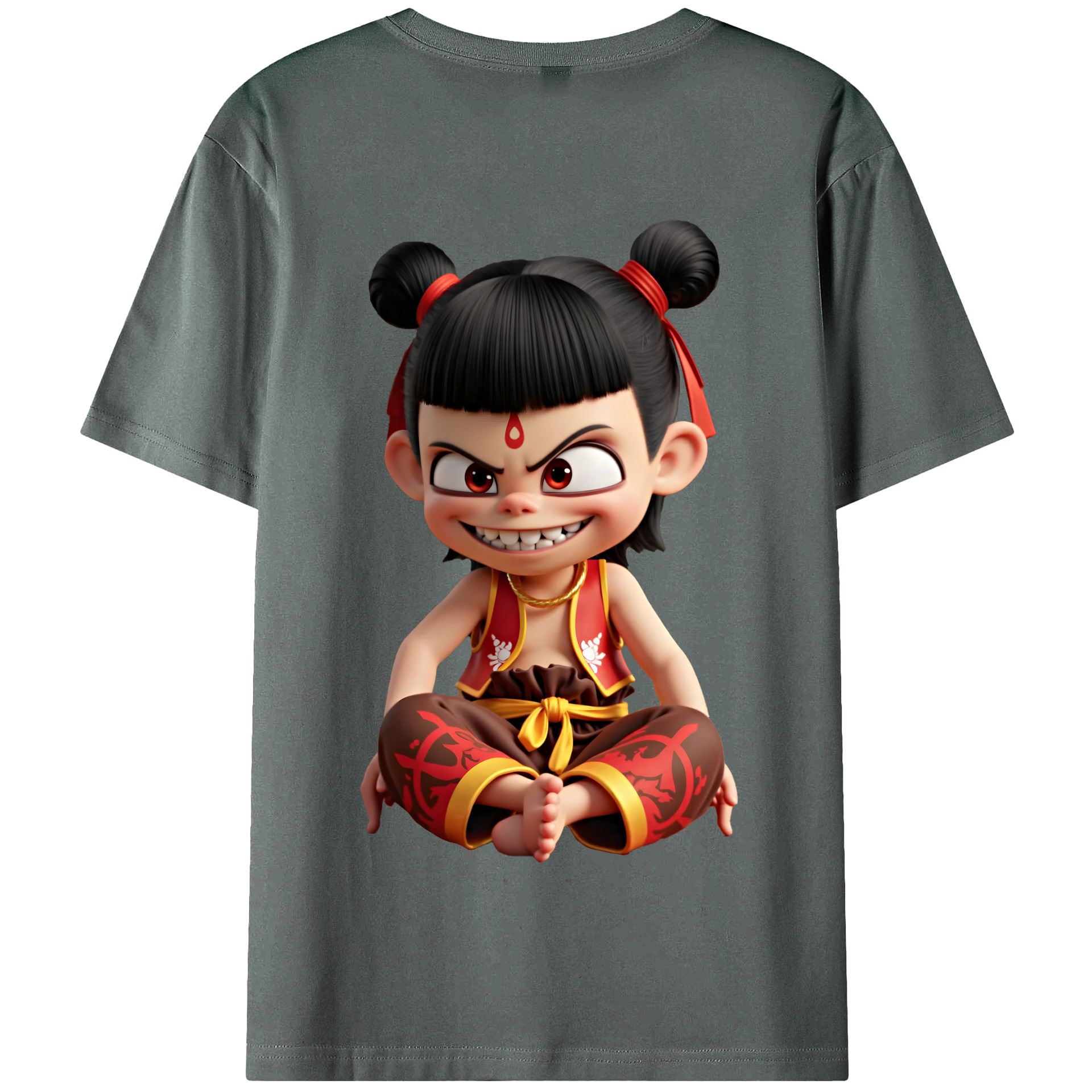 （画像用） Ne Zha 2 ナタ 魔童の大暴れ 綿100％半袖Tシャツ（背面プリント）